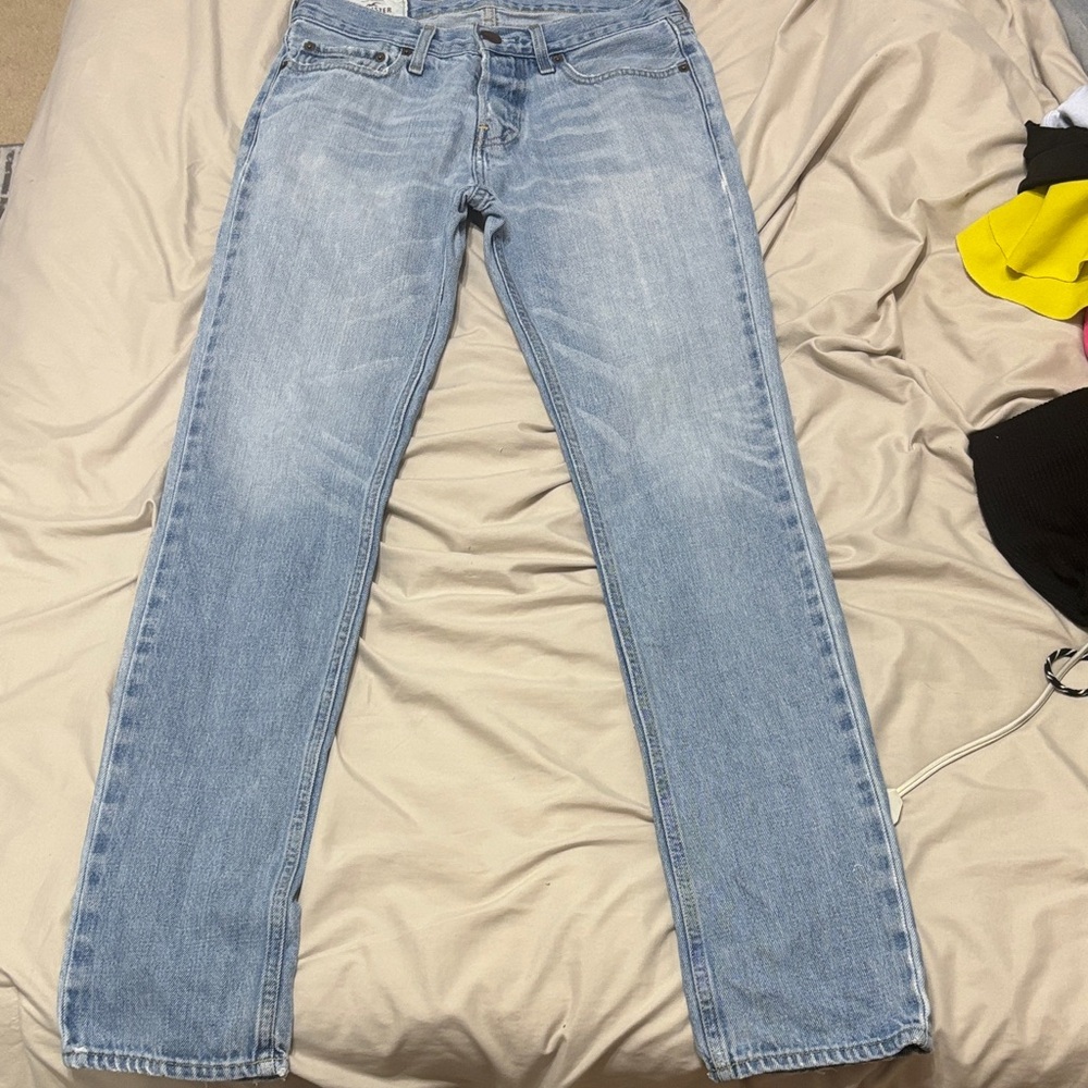 Hollister Men's Straight Jeans in Light Blue